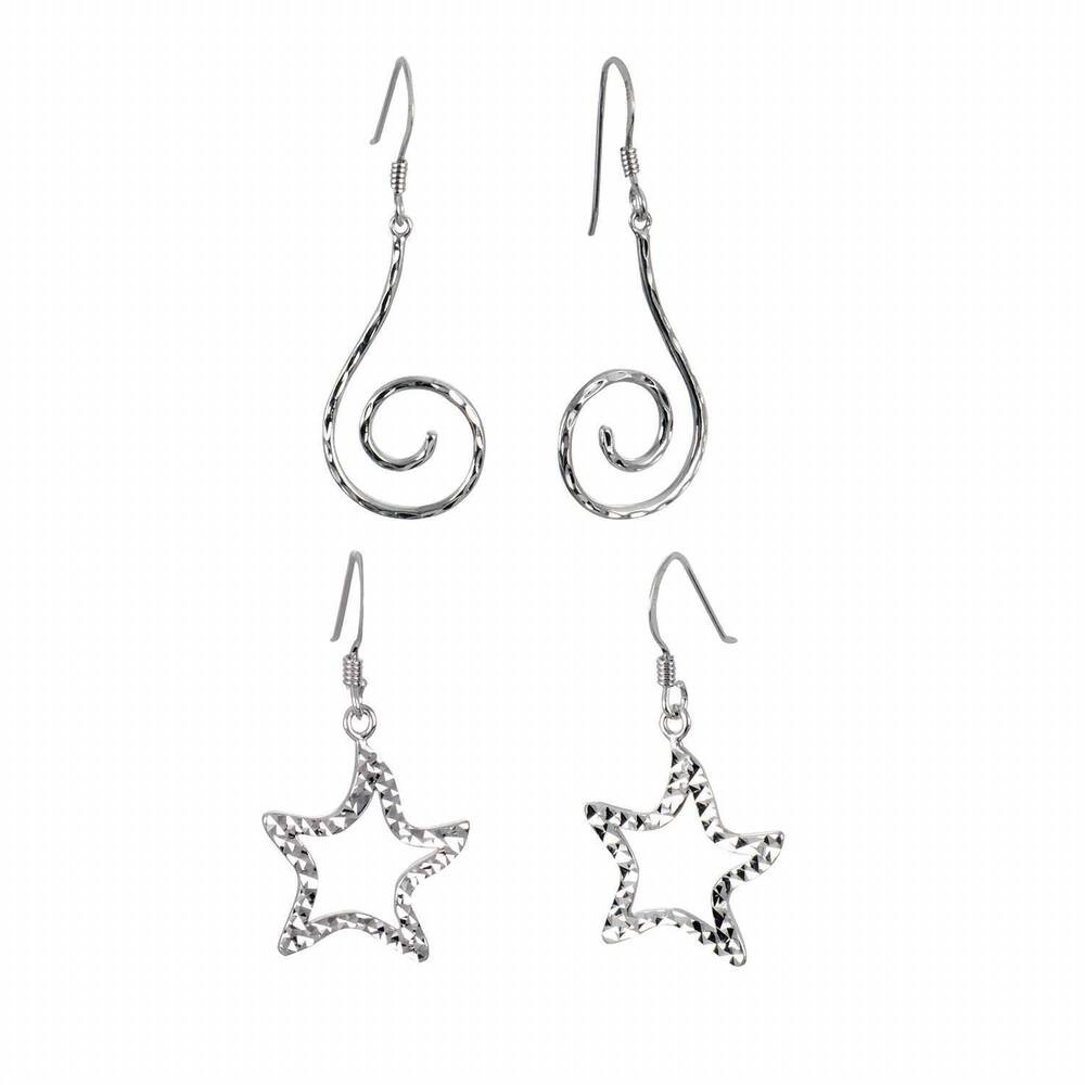 NEW GOLD & HONEY women's star and swirl drop earrings set in silver